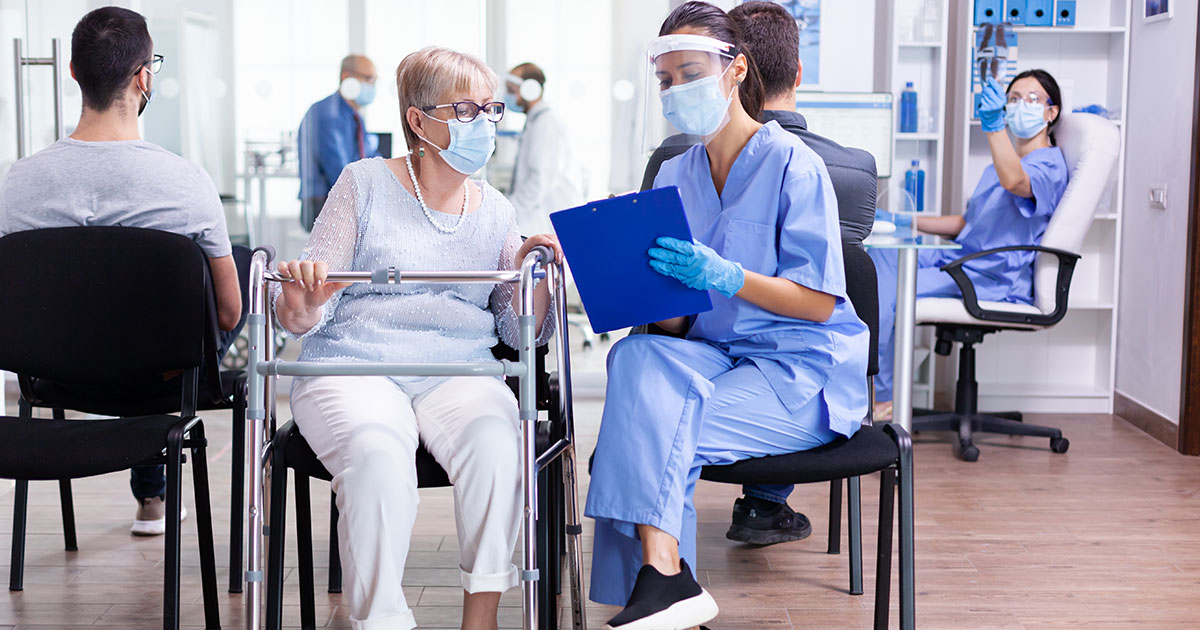 Consultation in hospital waiting room