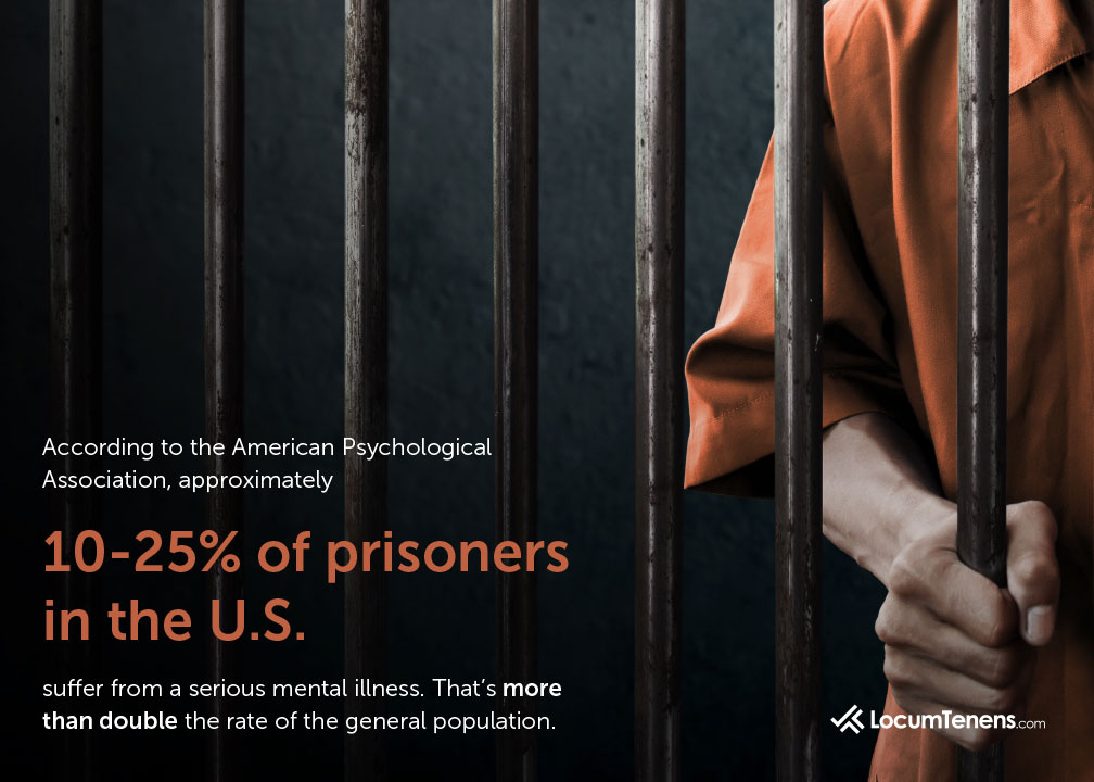 10-25% of prisoners in the U.S. suffer from a serious mental illness